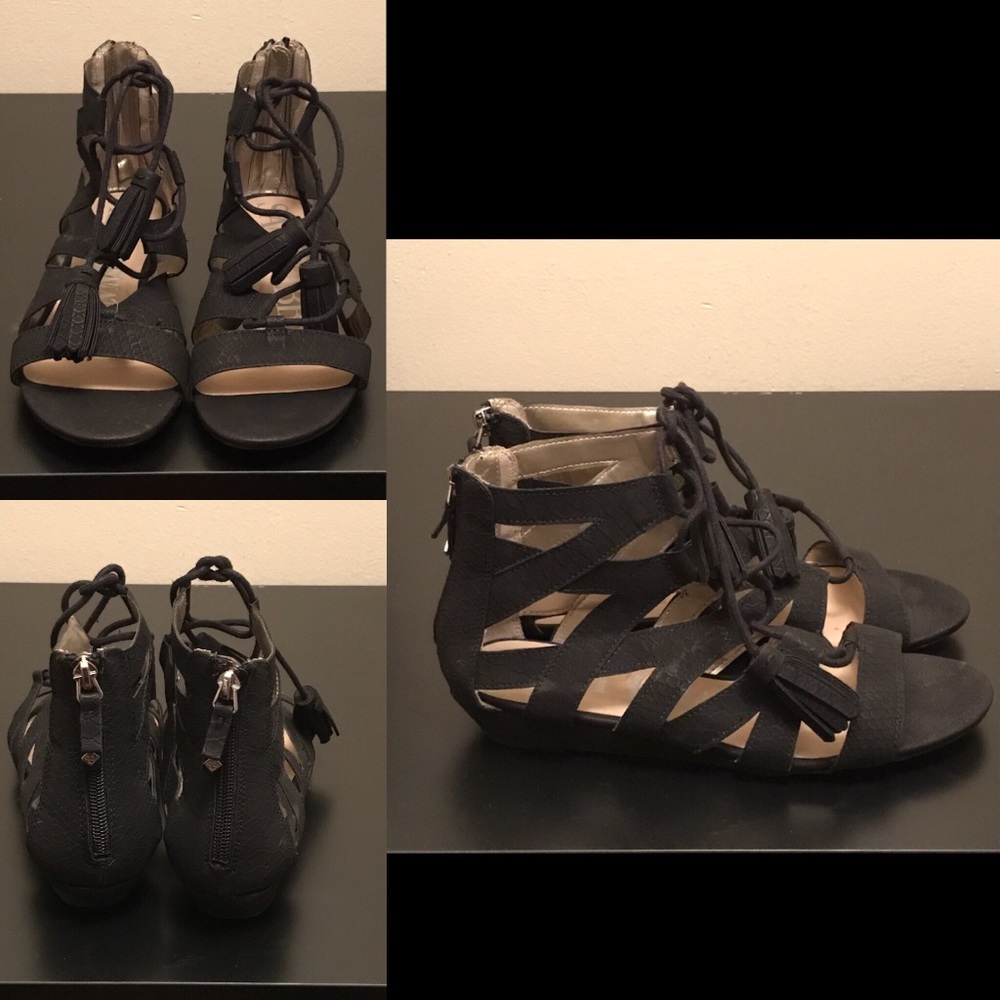 Black Lace Up Sandals